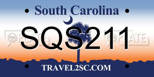 SQS211 South Carolina License Plate