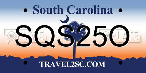 SQS25O South Carolina License Plate