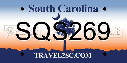 SQS269 South Carolina License Plate
