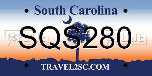 SQS280 South Carolina License Plate