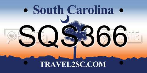 SQS366 South Carolina License Plate