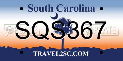 SQS367 South Carolina License Plate