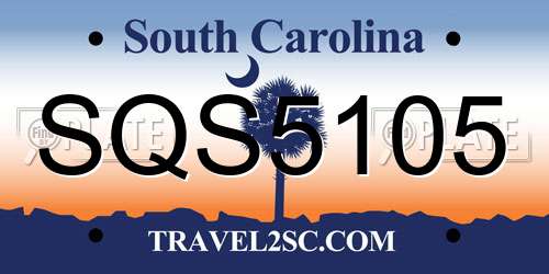 SQS5105 South Carolina License Plate