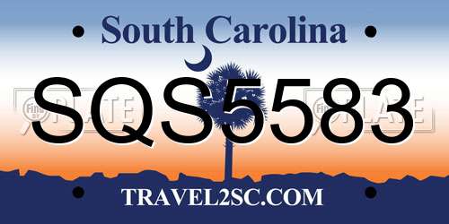 SQS5583 South Carolina License Plate