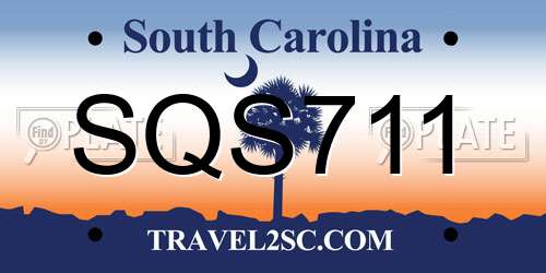 SQS711 South Carolina License Plate
