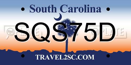 SQS75D South Carolina License Plate