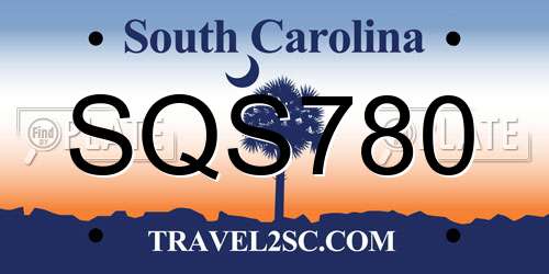 SQS780 South Carolina License Plate