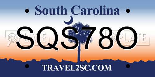 SQS78O South Carolina License Plate