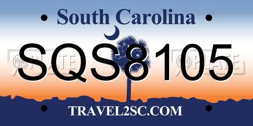 SQS8105 South Carolina License Plate