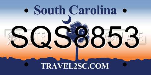 SQS8853 South Carolina License Plate