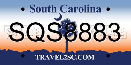 SQS8883 South Carolina License Plate