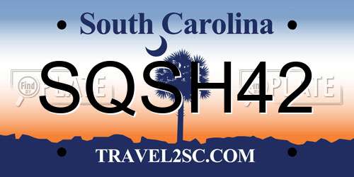 SQSH42 South Carolina License Plate