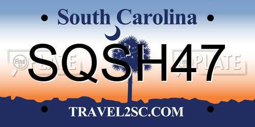 SQSH47 South Carolina License Plate