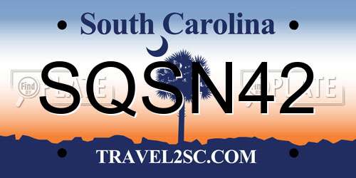 SQSN42 South Carolina License Plate