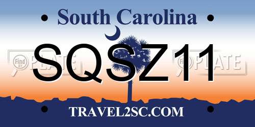 SQSZ11 South Carolina License Plate