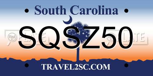 SQSZ50 South Carolina License Plate
