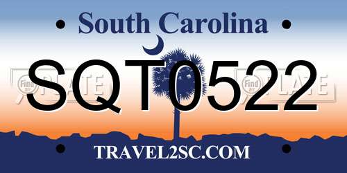 SQT0522 South Carolina License Plate