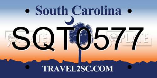 SQT0577 South Carolina License Plate