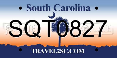 SQT0827 South Carolina License Plate