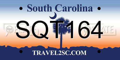 SQT164 South Carolina License Plate