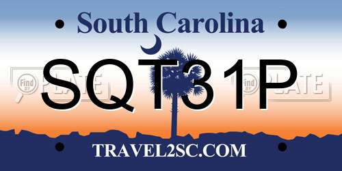 SQT31P South Carolina License Plate