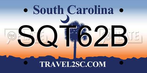 SQT62B South Carolina License Plate