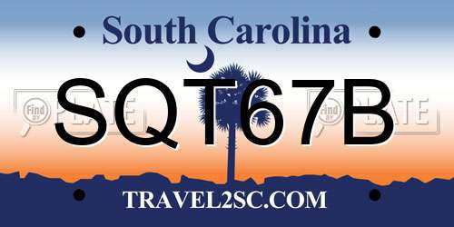 SQT67B South Carolina License Plate