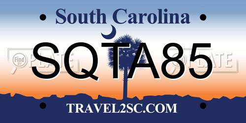 SQTA85 South Carolina License Plate