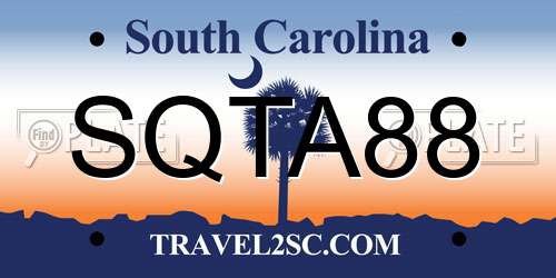 SQTA88 South Carolina License Plate