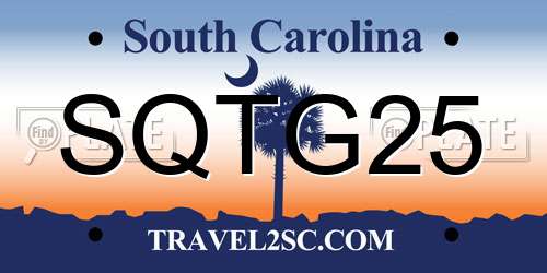 SQTG25 South Carolina License Plate