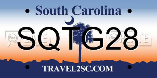 SQTG28 South Carolina License Plate