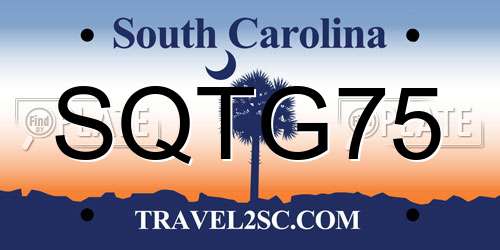 SQTG75 South Carolina License Plate