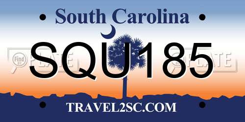 SQU185 South Carolina License Plate