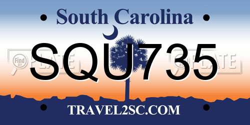 SQU735 South Carolina License Plate