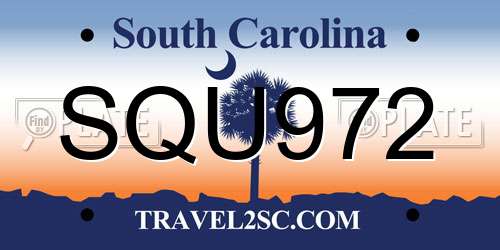 SQU972 South Carolina License Plate