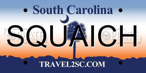 SQUAICH South Carolina License Plate