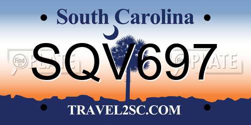 SQV697 South Carolina License Plate