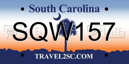SQW157 South Carolina License Plate