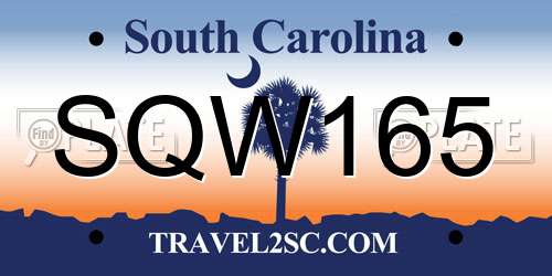 SQW165 South Carolina License Plate