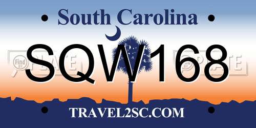 SQW168 South Carolina License Plate