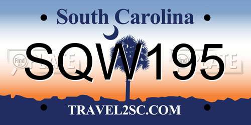 SQW195 South Carolina License Plate