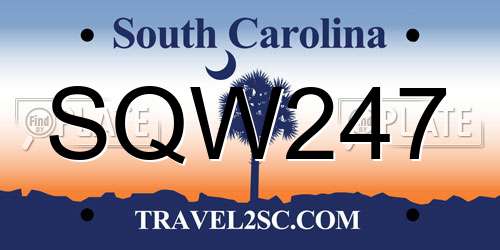 SQW247 South Carolina License Plate