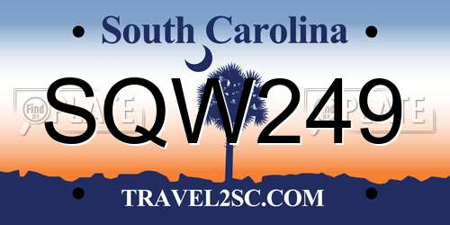 SQW249 South Carolina License Plate