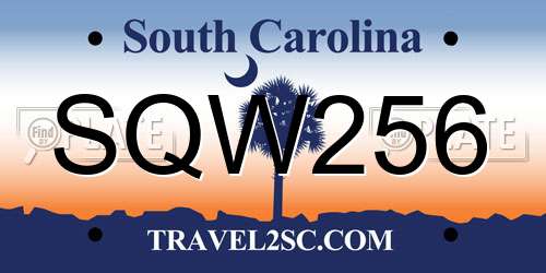 SQW256 South Carolina License Plate