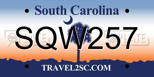 SQW257 South Carolina License Plate