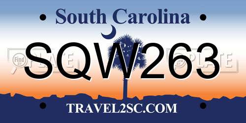 SQW263 South Carolina License Plate