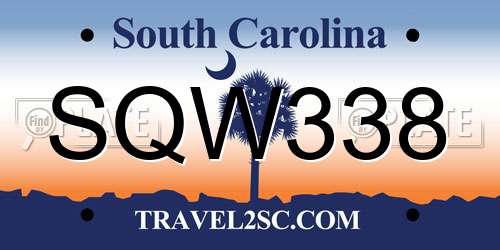 SQW338 South Carolina License Plate