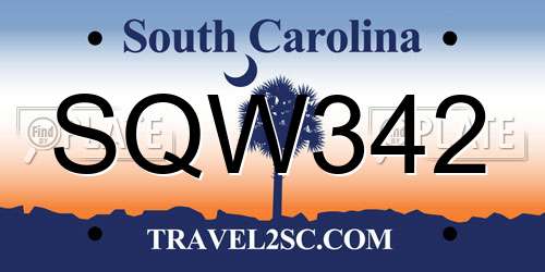 SQW342 South Carolina License Plate