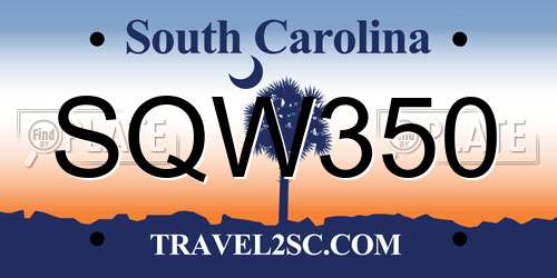 SQW350 South Carolina License Plate