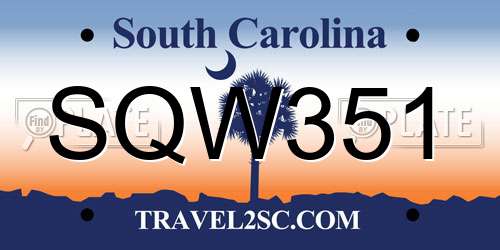 SQW351 South Carolina License Plate